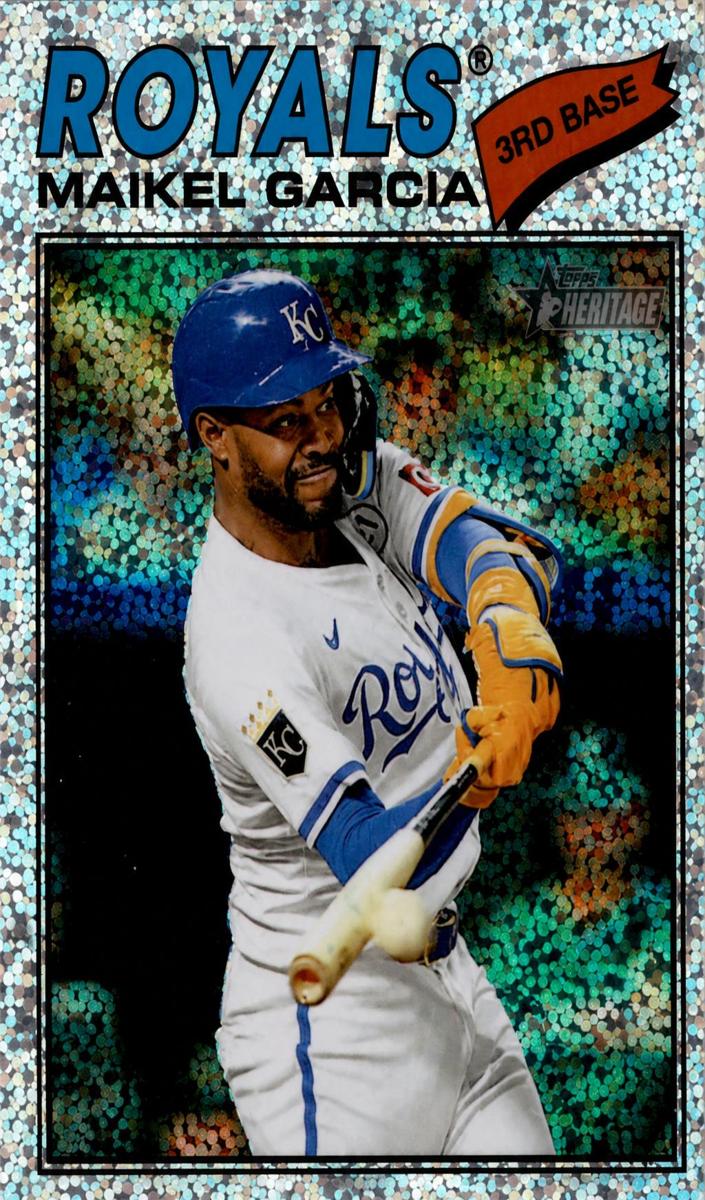 2026 Topps Heritage Baseball Silver Sparkle Refractor Maikel Garcia #84