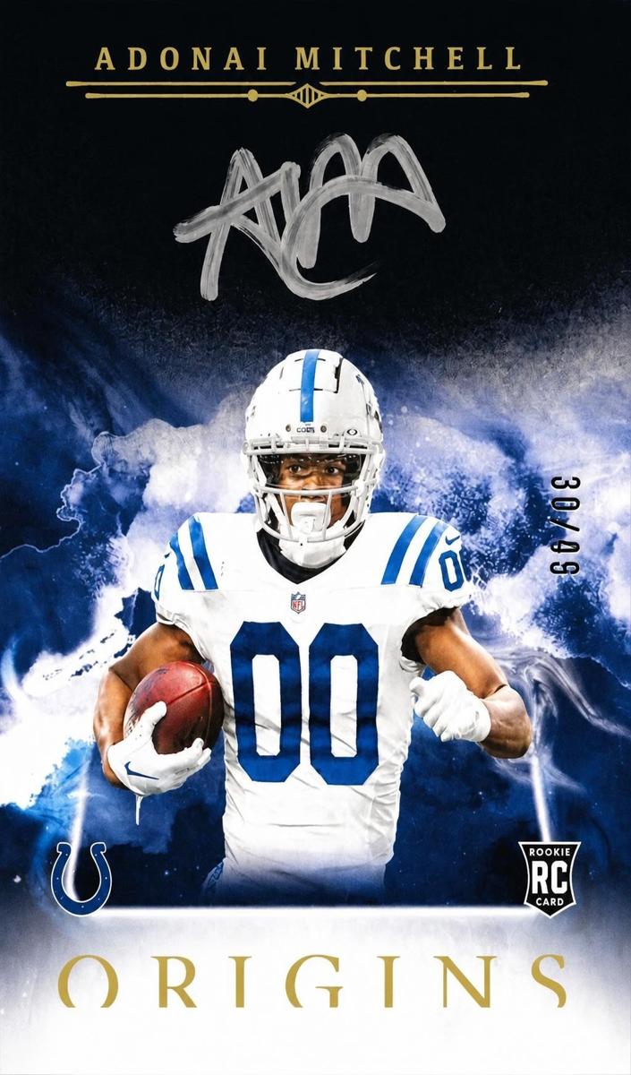 2024 Panini Origins Football Silver Ink Adonai Mitchell #OA-AMI