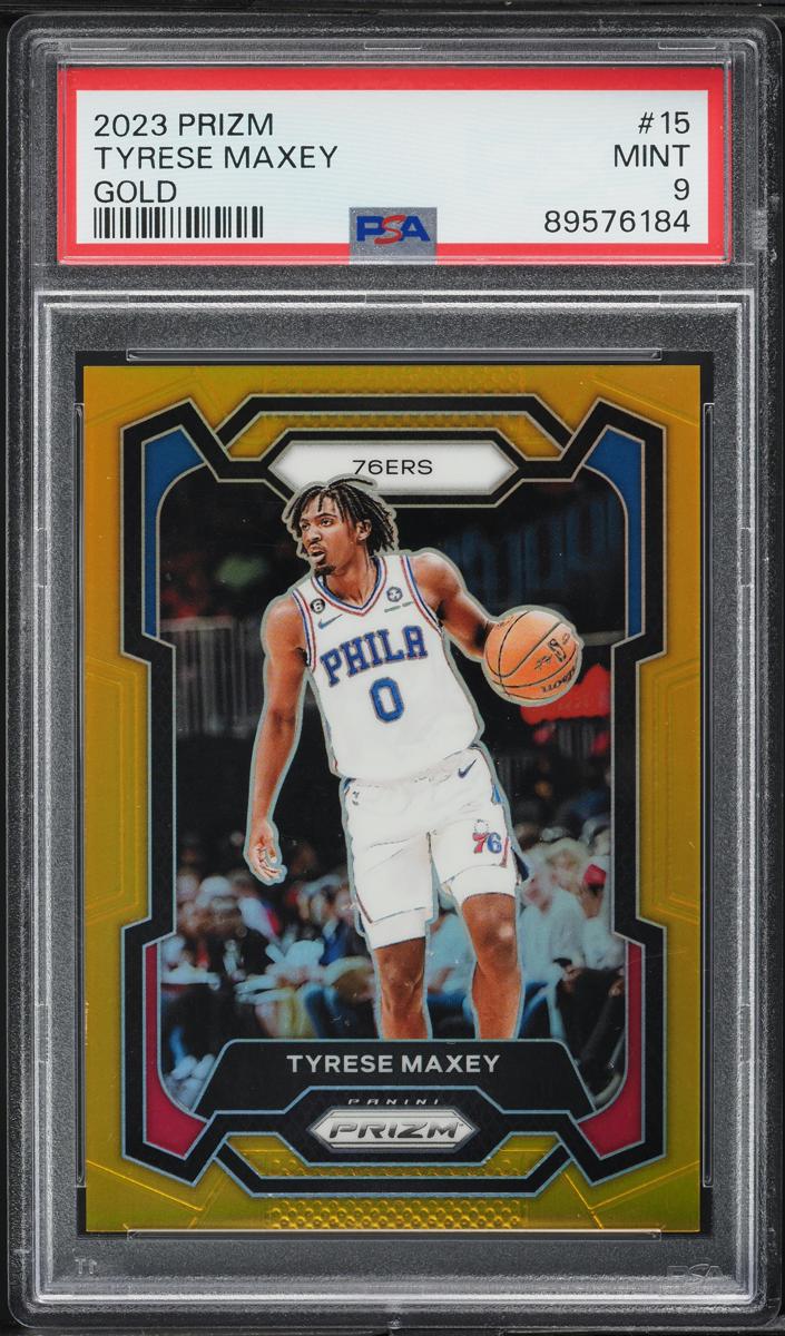 2023 Panini Prizm Basketball Gold Tyrese Maxey #15 PSA 9