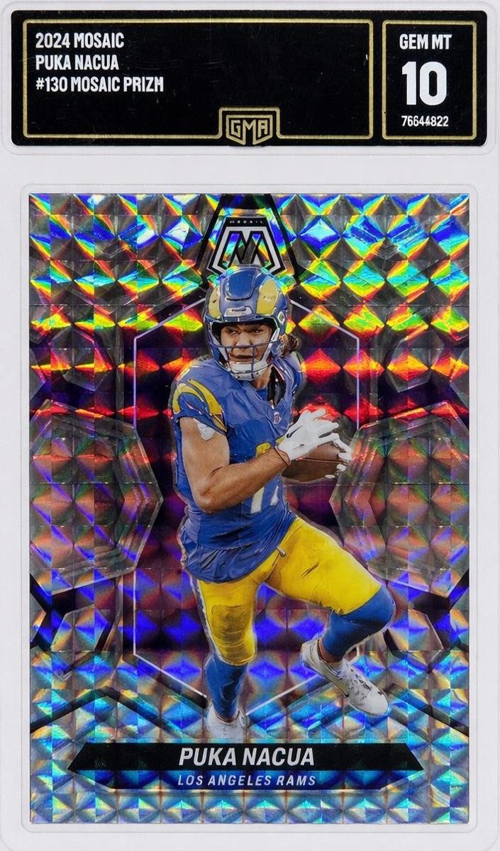 2024 Panini Mosaic Football Silver Puka Nacua #130 PSA 8