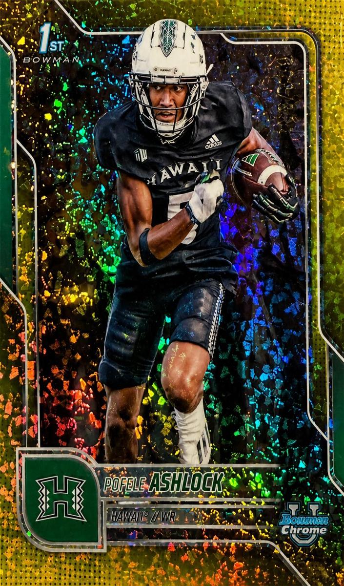 2025 Bowman Chrome University Football Yellow Refractor Pofele Ashlock #15