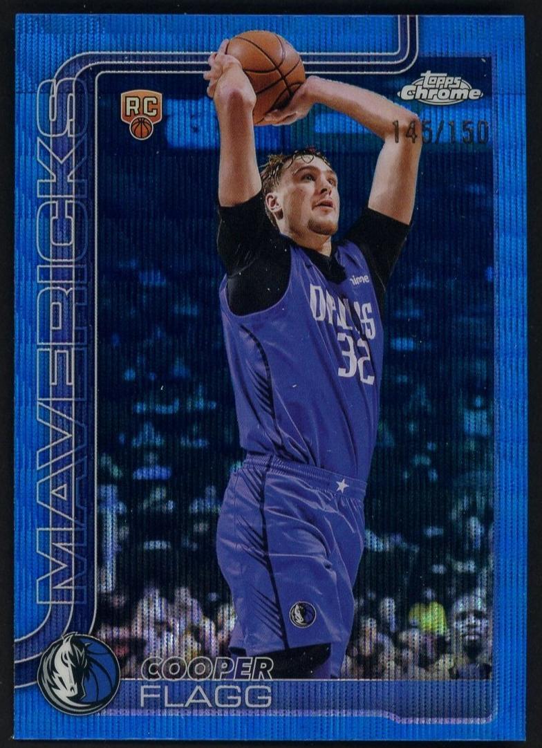 2025 Topps Chrome Basketball Blue Wave Refractor Cooper Flagg #251 PSA 9