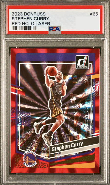 2023 Panini Donruss Basketball Holo Red Laser Stephen Curry #65 PSA 8