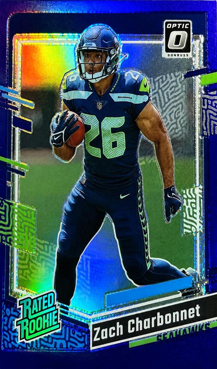 2023 Donruss Optic Football Purple Zach Charbonnet #294 PSA 8.5