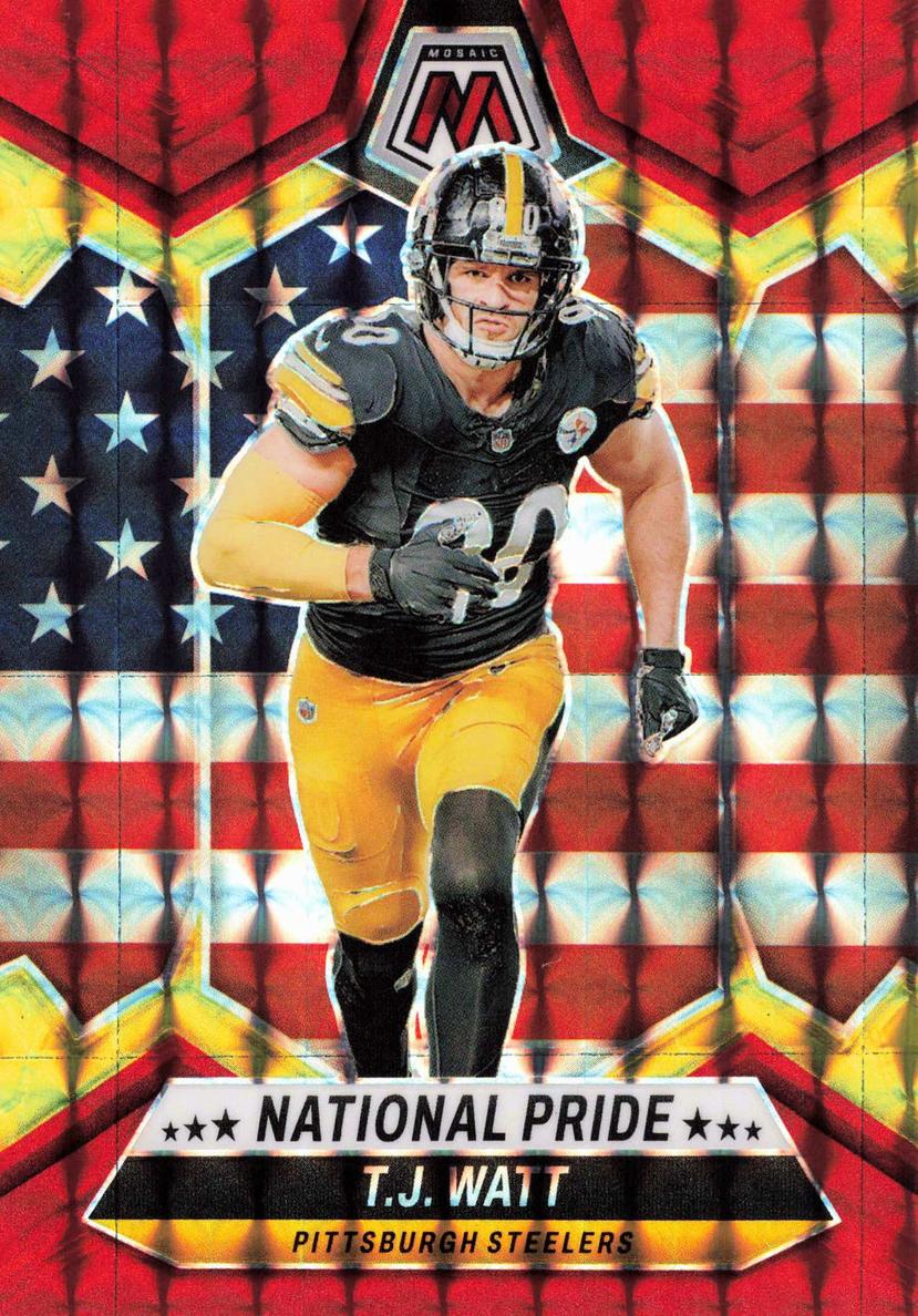 2024 Panini Mosaic Football Choice Fusion Red and Yellow T.J. Watt #266 PSA 10