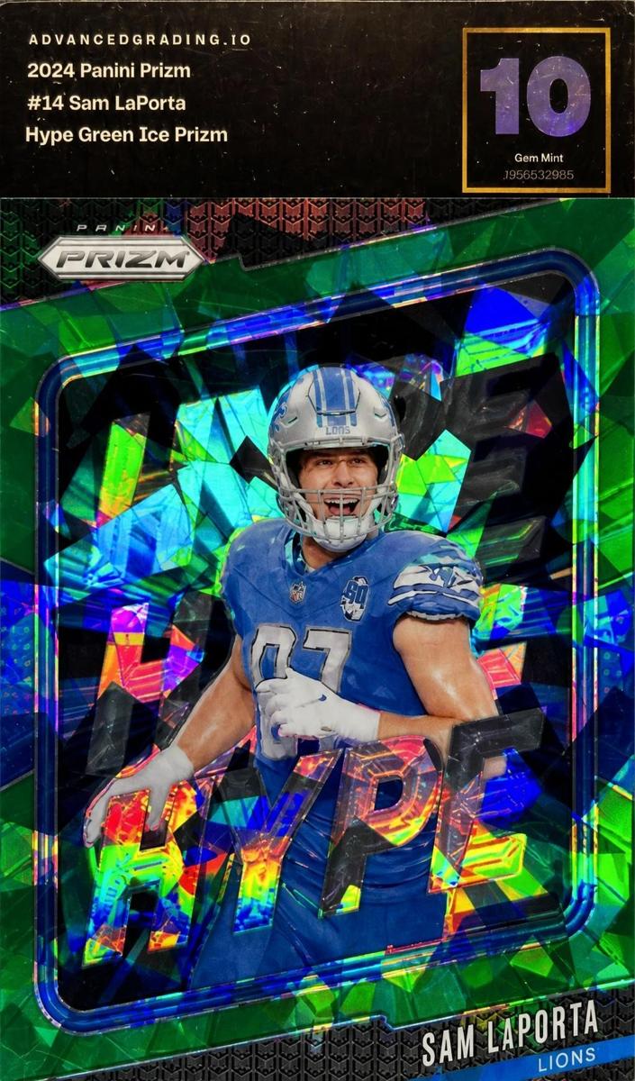 2024 Panini Prizm Football Green Ice Sam LaPorta #14