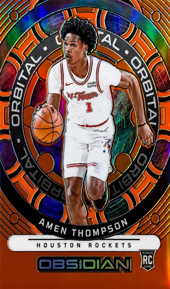 2023 Panini Obsidian Basketball Electric Etch Orange Flood Amen Thompson #4