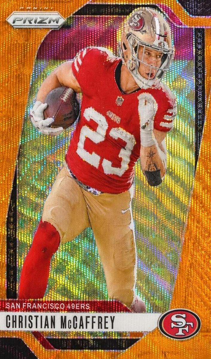 2024 Panini Prizm Football Orange Wave Christian McCaffrey #250 PSA 9