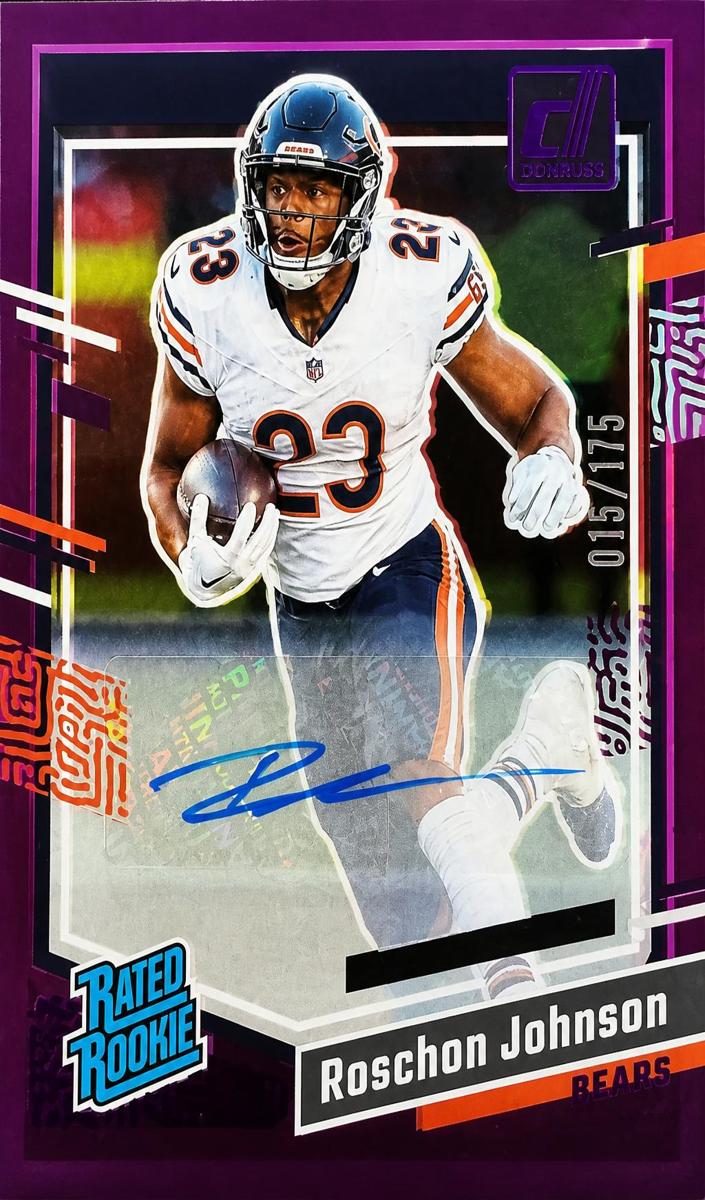2023 Panini Clearly Donruss Football Purple Roschon Johnson #80 PSA 9
