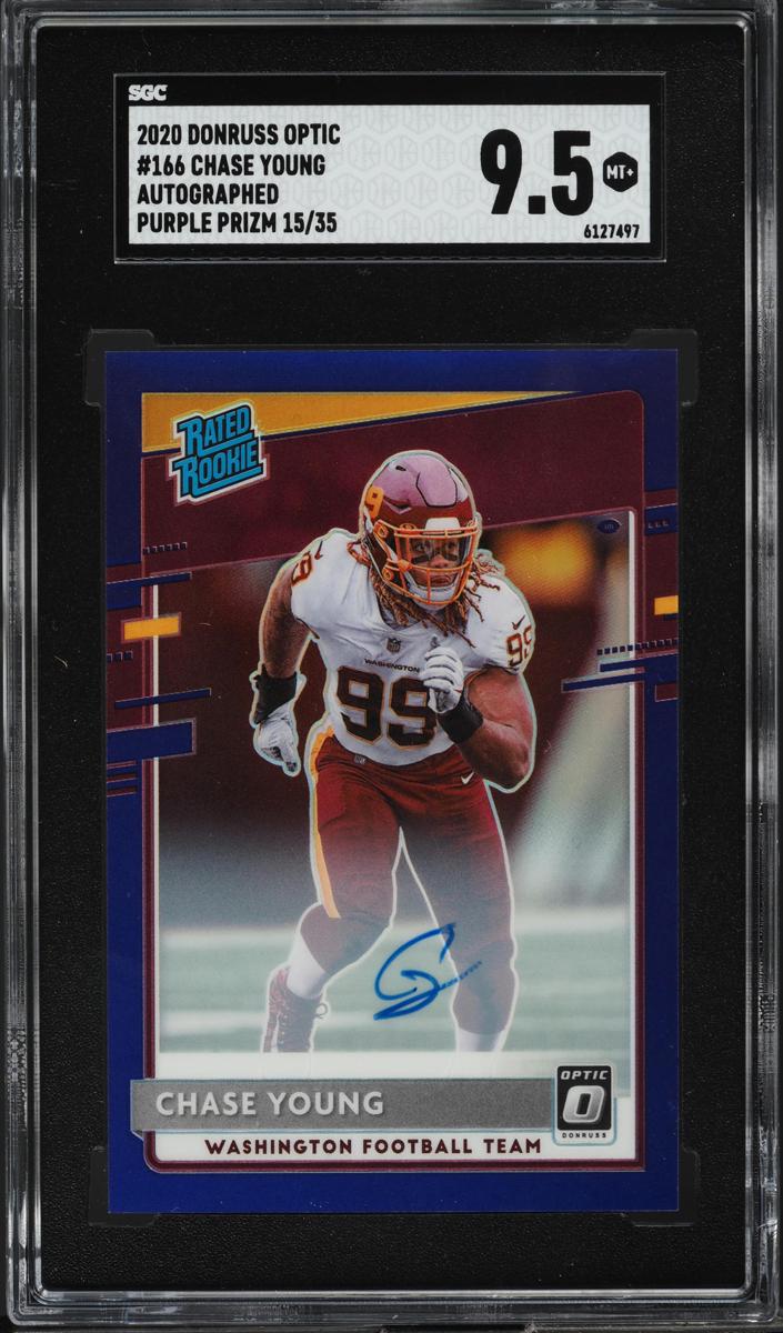 2020 Donruss Optic Football Purple Chase Young #166 PSA 9