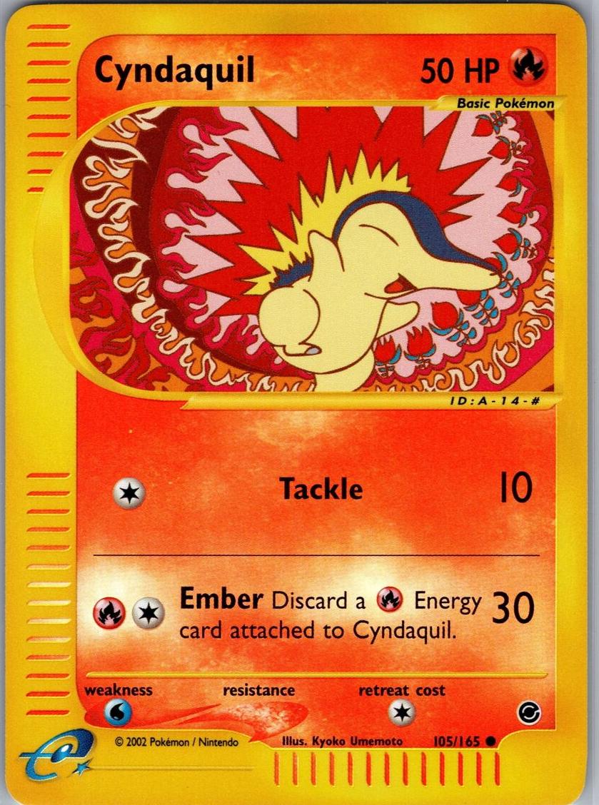 2002 Pokemon Expedition Base Set Reverse Foil Cyndaquil #105