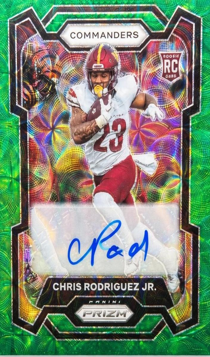 2023 Panini Prizm Football Green Scope Chris Rodriguez Jr. #398 PSA 8.5