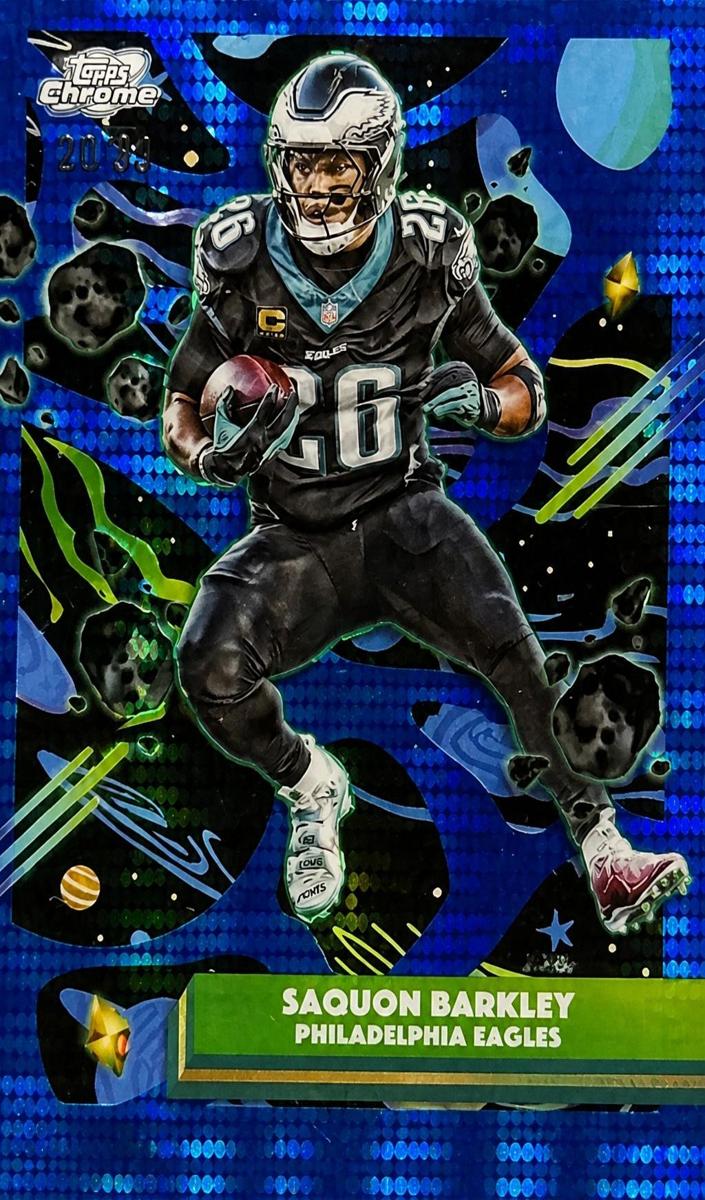 2025 Topps Cosmic Chrome Football Blue Moon Refractor Saquon Barkley #79