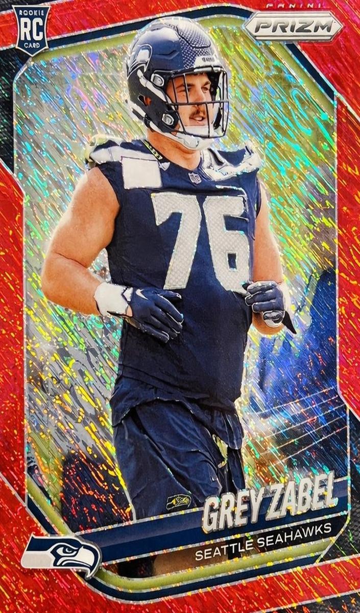 2025 Panini Prizm Football Red Shimmer Grey Zabel #387