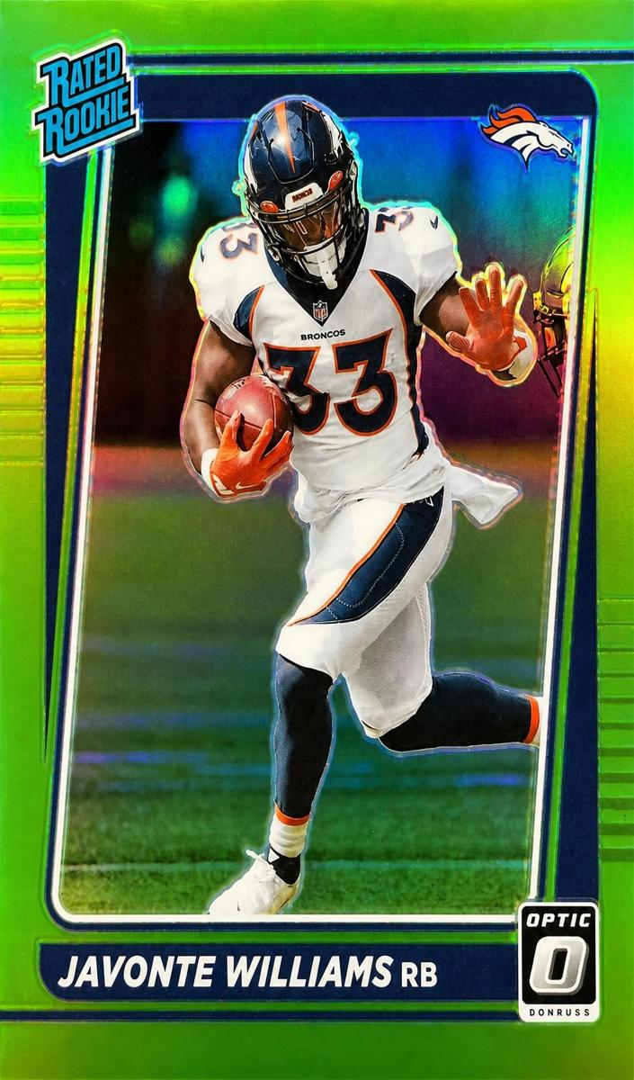 2021 Donruss Optic Football Lime Green Javonte Williams #215 PSA 9