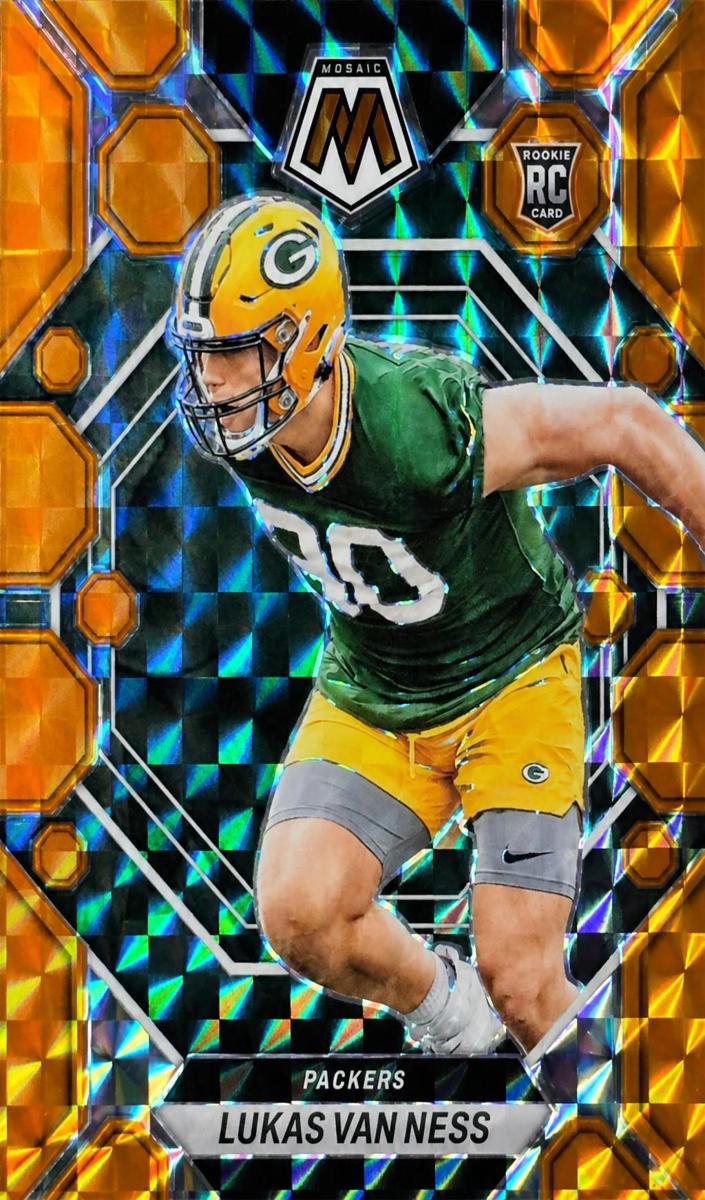 2023 Panini Mosaic Football Orange Lukas Van Ness #342 PSA 8.5