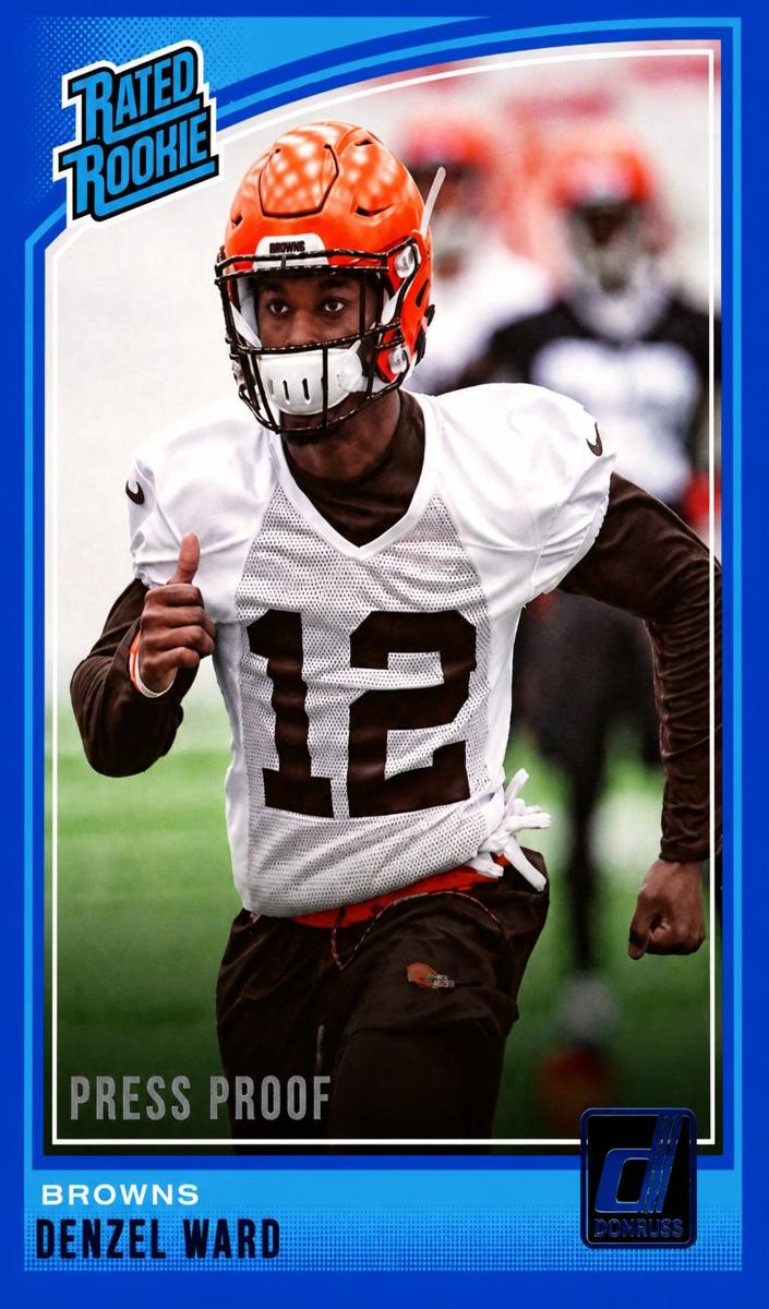 2018 Panini Donruss Football Press Proof Blue Denzel Ward #348