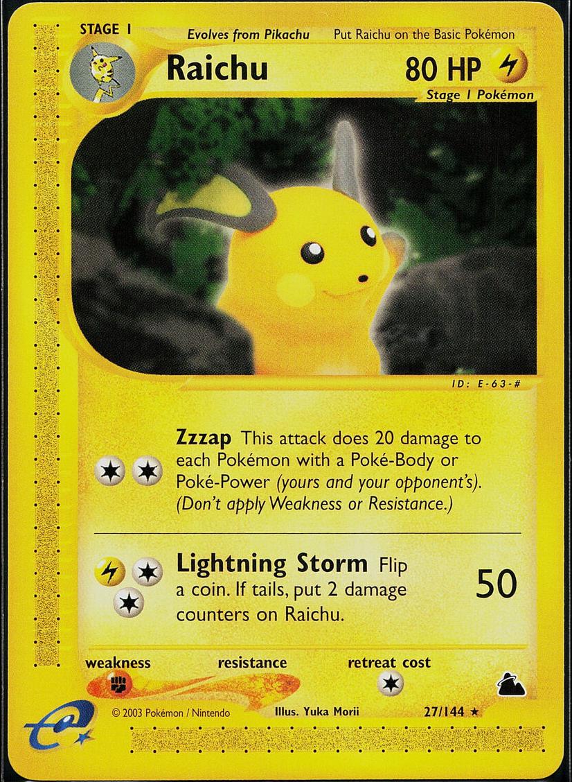 2003 Pokemon Skyridge Raichu #27 PSA 10