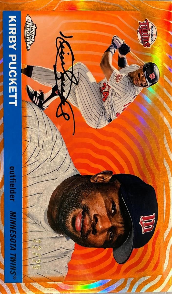 2025 Topps Chrome Platinum Baseball Orange Refractor Kirby Puckett #448