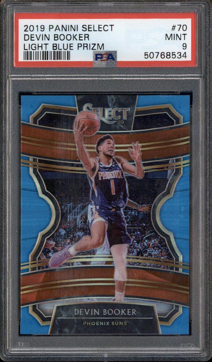 2019 Panini Select Basketball Light Blue Prizm Devin Booker #70 PSA 9