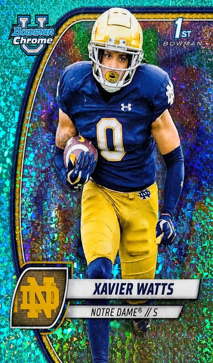 2024 Bowman Chrome University Football Aqua Mini Diamond Refractor Xavier Watts #158