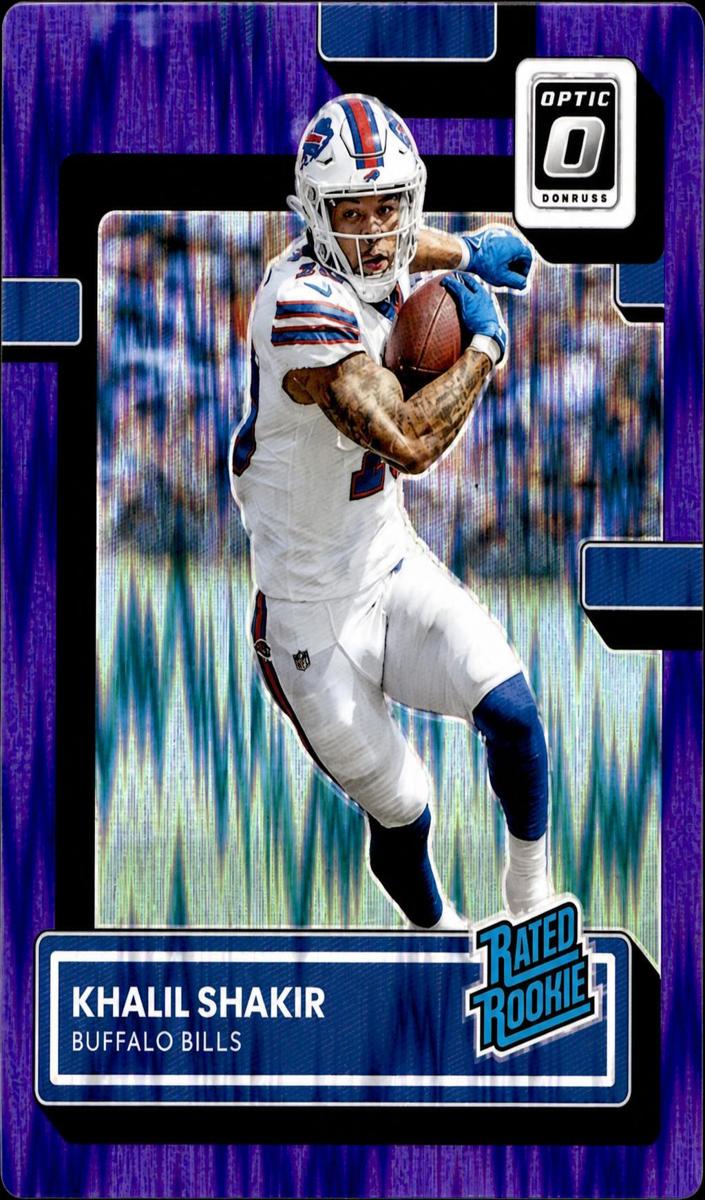 2022 Donruss Optic Football Purple Shock Khalil Shakir #294 PSA 8.5