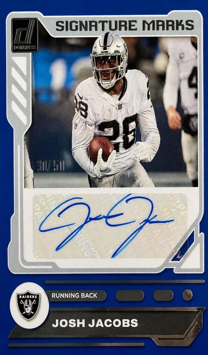 2023 Panini Donruss Football Blue Josh Jacobs #SM-JJ