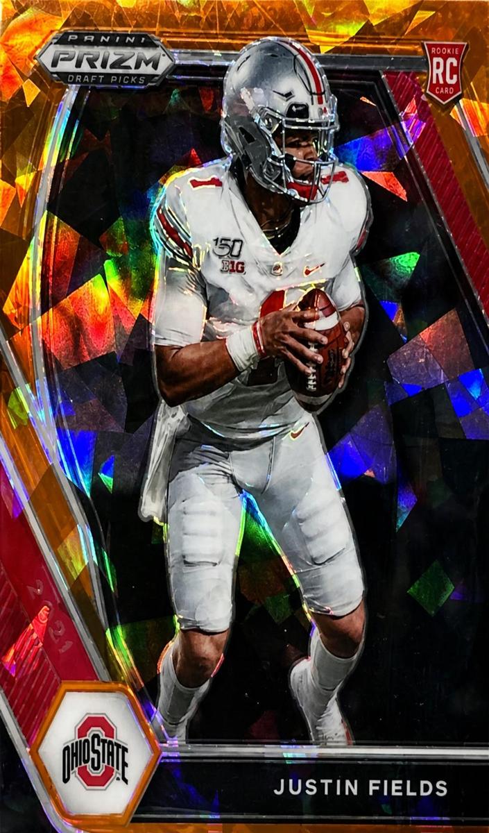 2021 Panini Prizm Draft Picks Football Orange Ice Prizm Justin Fields #121