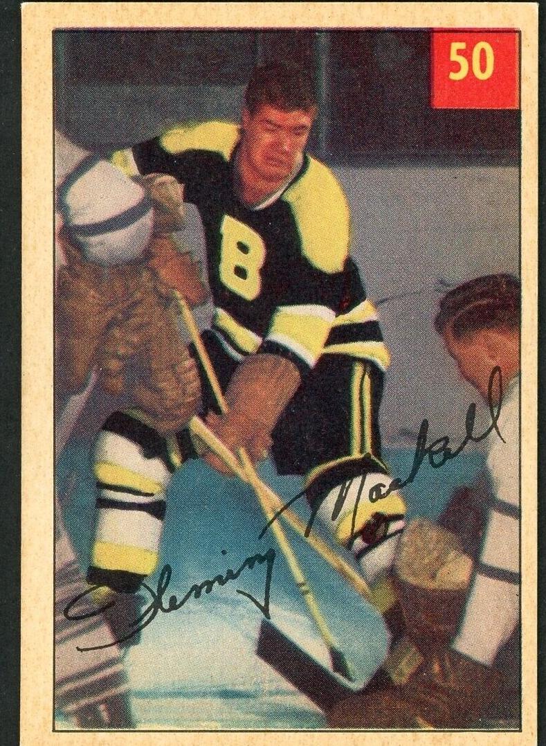1954 Parkhurst Hockey Lucky Premium Back Fleming MacKell #50