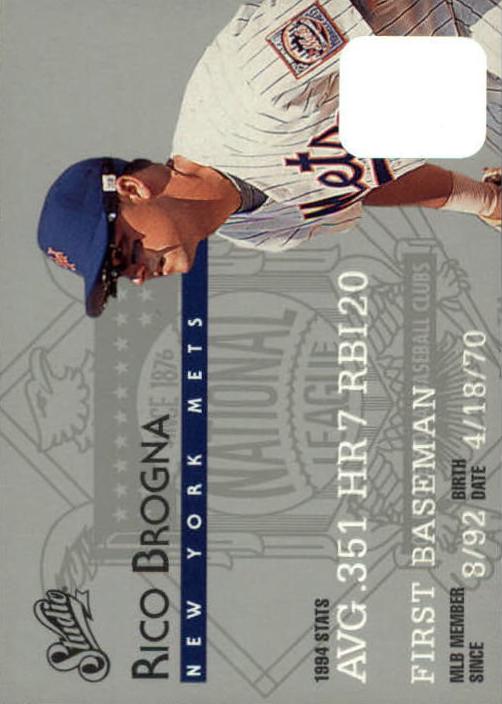 1995 Studio Baseball Rico Brogna #156