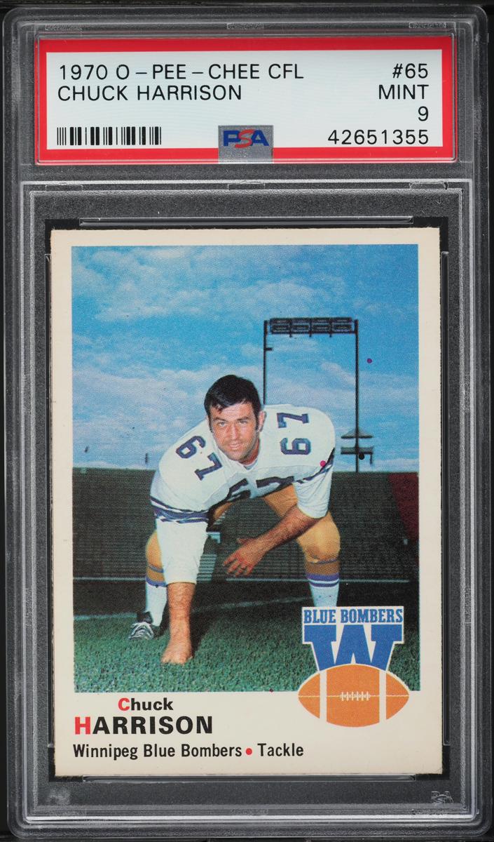 1970 O-Pee-Chee CFL Football Chuck Harrison #65 PSA 9