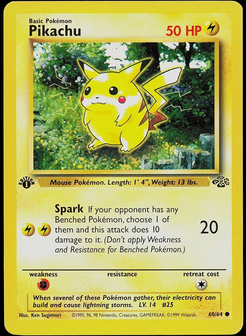 1999 Pokemon Jungle 1st Edition Pikachu #60 RAW Ungraded