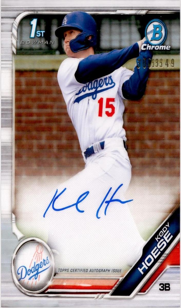 2019 Bowman Draft Chrome Baseball Refractor Kody Hoese #CDA-KH PSA 9