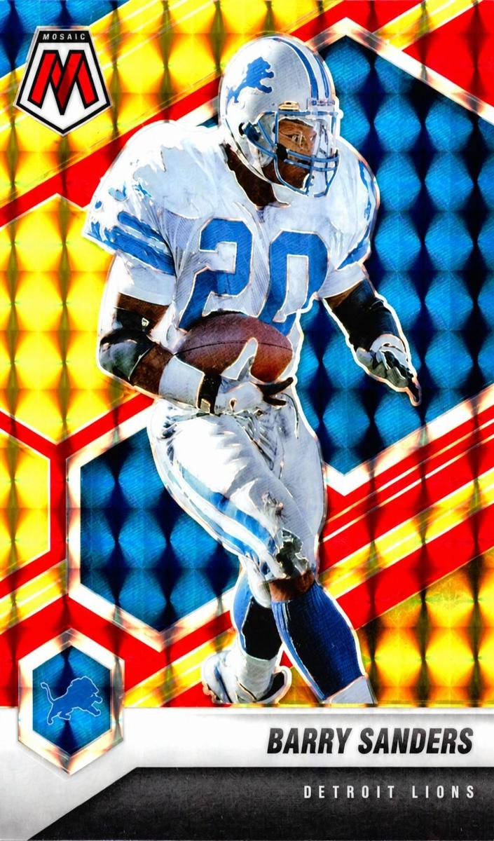 2021 Panini Mosaic Football Choice Fusion Red and Yellow Barry Sanders #75 SGC 9.5