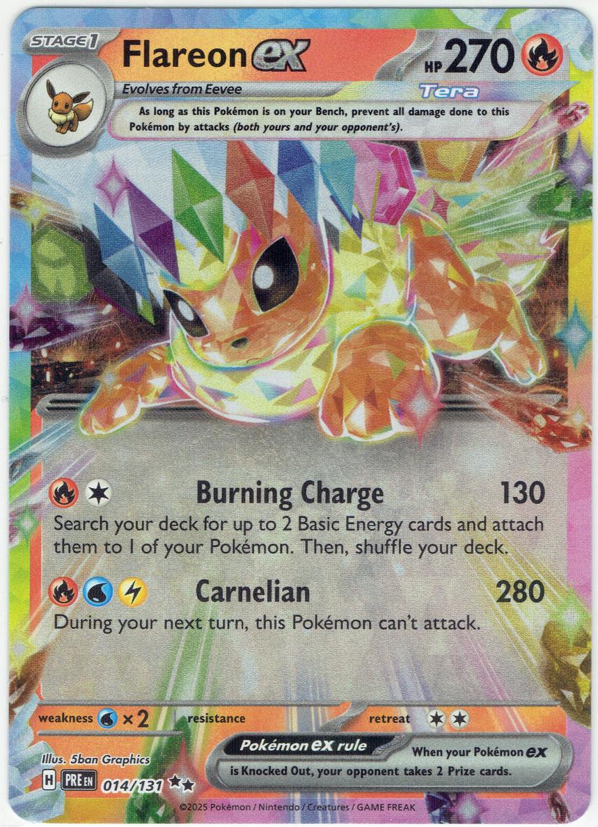 2025 Pokemon Scarlet & Violet Prismatic Evolutions Flareon EX #14 PSA 9