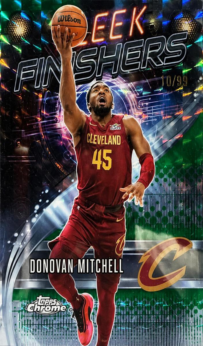 2025 Topps Chrome Basketball Geometric Green Refractor Donovan Mitchell #SF-7 PSA 9