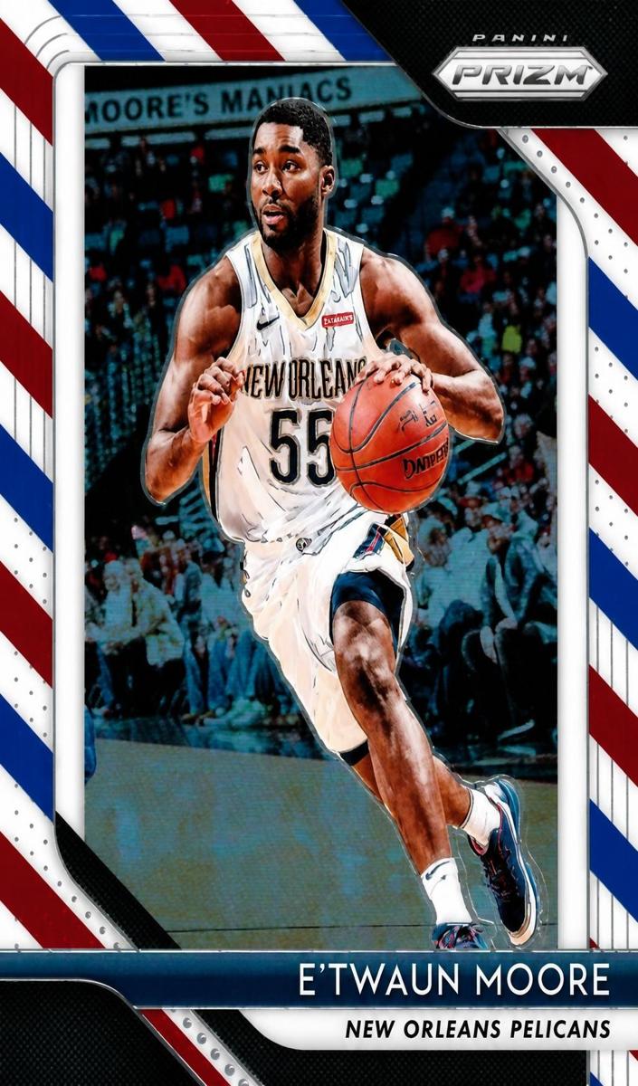 2018 Panini Prizm Basketball Prizms Red White Blue E'Twaun Moore #147