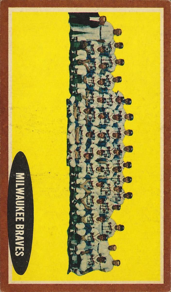 1962 Topps Baseball Green Tint Milwaukee Braves #158