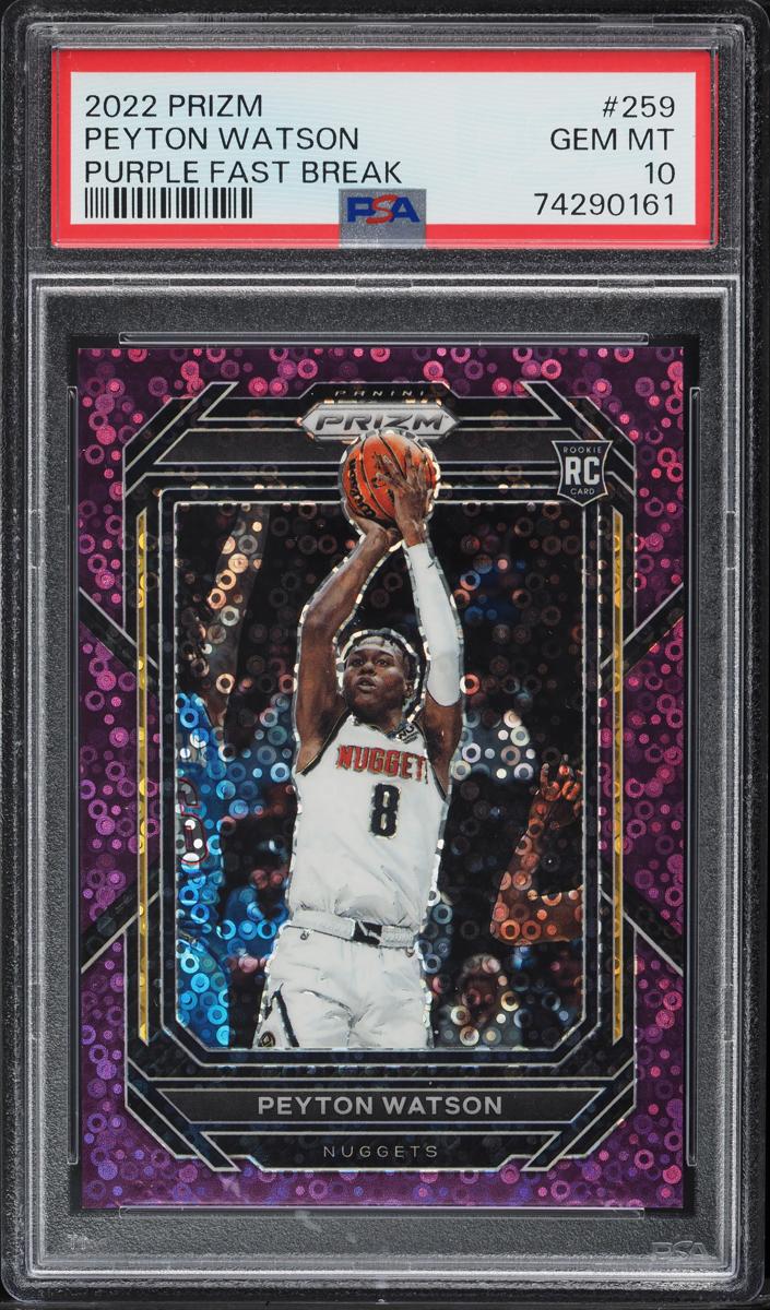 2022 Panini Prizm Basketball Fast Break Purple Peyton Watson #259 PSA 10