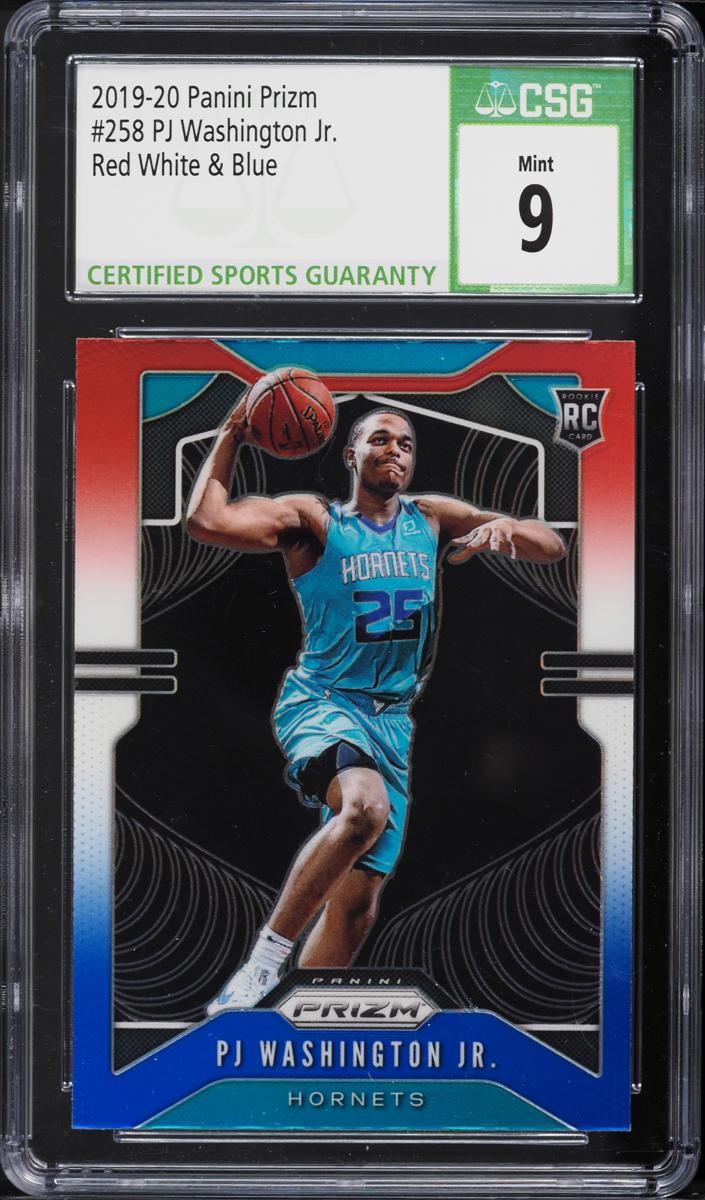 2019 Panini Prizm Basketball Red White Blue Prizm PJ Washington Jr. #258 PSA 9