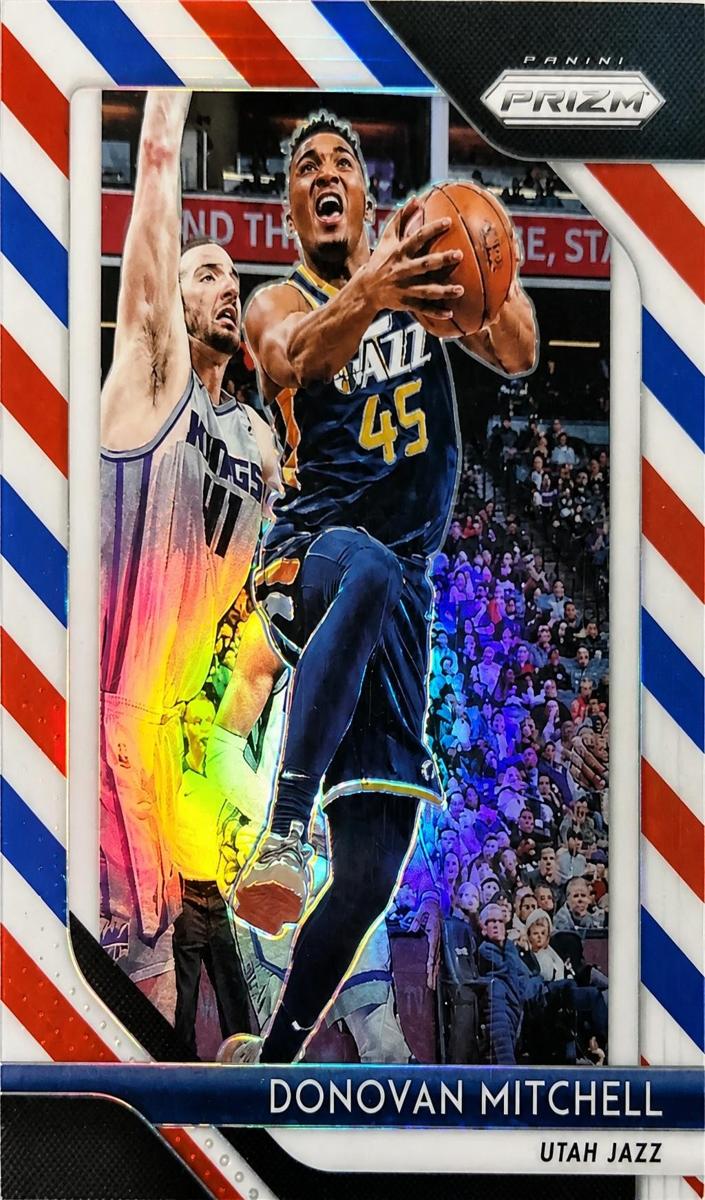 2018 Panini Prizm Basketball Prizms Red White Blue Donovan Mitchell #143