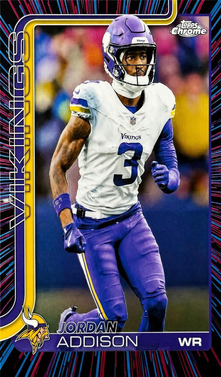 2025 Topps Chrome Football Neon Pulse Refractor Jordan Addison #202