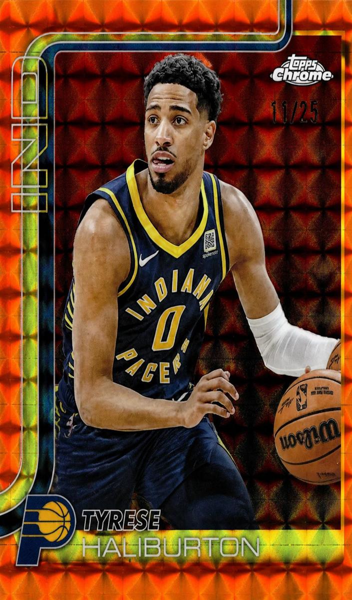 2025 Topps Chrome Basketball Geometric Orange Refractor Tyrese Haliburton #3