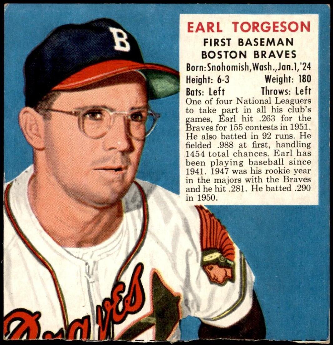 1952 Red Man Tobacco Baseball Earl Torgeson #NL25 PSA 5.5