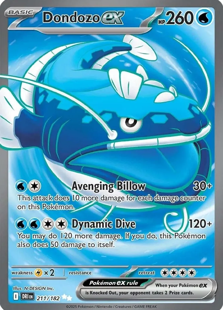 2025 Pokemon Scarlet & Violet Destined Rivals Dondozo EX #211 PSA 10