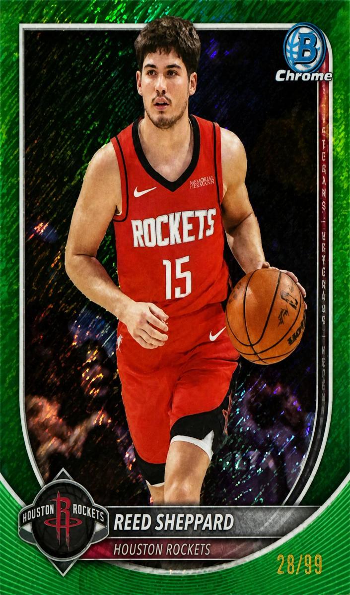 2025 Bowman Mega Box Basketball Green Mojo Refractor Reed Sheppard #BCV-135