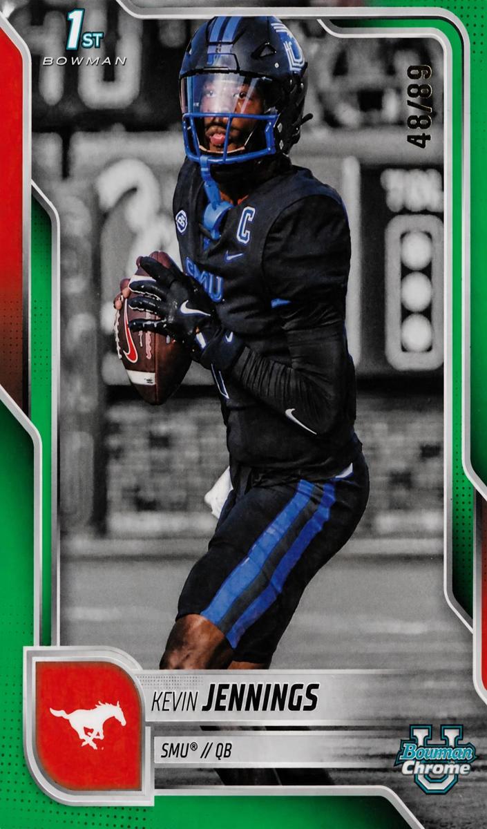 2025 Bowman Chrome University Football Green Refractor Kevin Jennings #152