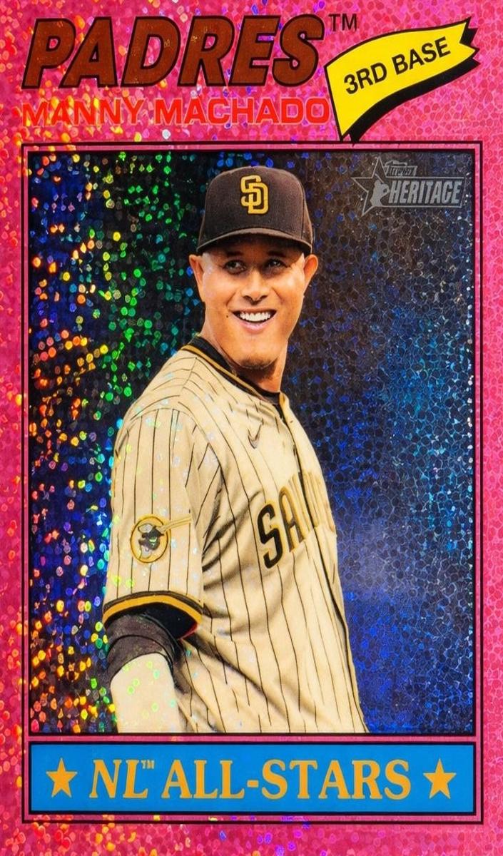 2026 Topps Heritage Baseball Pink Sparkle Refractor Manny Machado #143