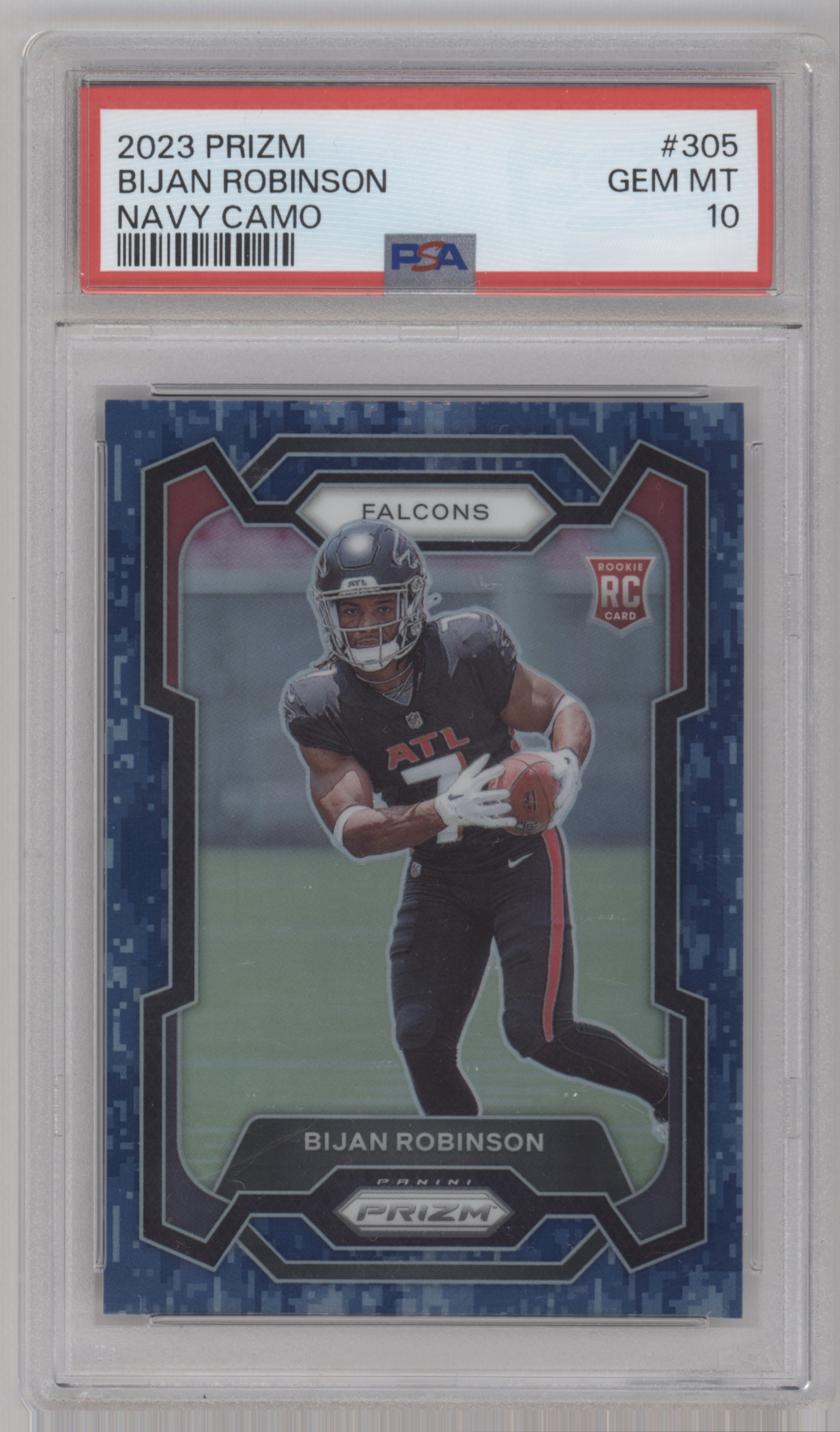 2023 Panini Prizm Football Navy Camo Bijan Robinson #305 PSA 8.5