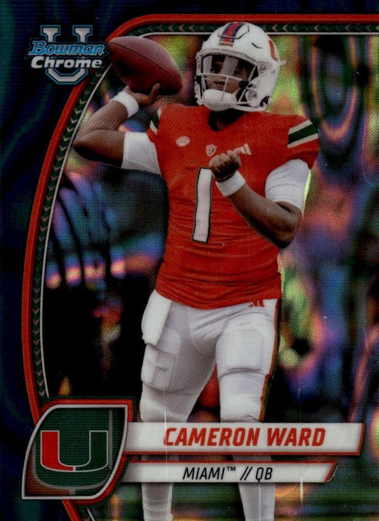 2024 Bowman Chrome University Football Teal Lava Refractor Cameron Ward #38